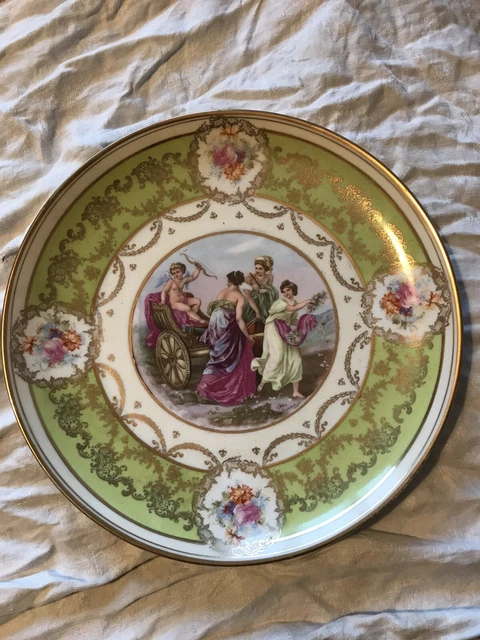 Grand plat ancien porcelaine saxe 29cm début 20ème décor signé Kauffmann