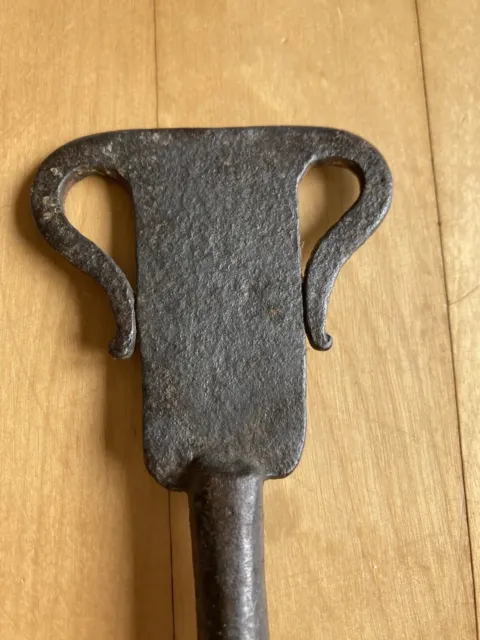 Nice! Antique 18th C Wrought Iron Ram Head Giant Peel 46” Fireplace Hearth Tool