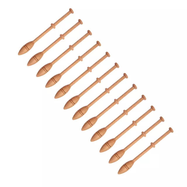 12Pcs Lace Bobbin Wooden French Artisan Craft Turned Wood Weaving Tools Kits DGD