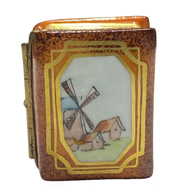 Chamart Limoges France Decor Main Hand Painted Hinged Book Trinket Box Vintage