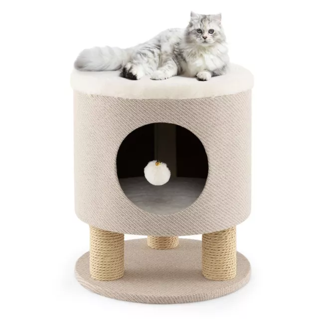 Arbre À Chat 47 cm Tabouret Condo Poteaux Griffroir Niche Avec Balle En Peluche