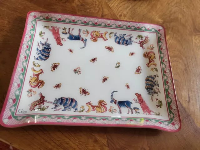 Petit plateau acrylique Gien, décor naïf Isabelle de Borchgrave