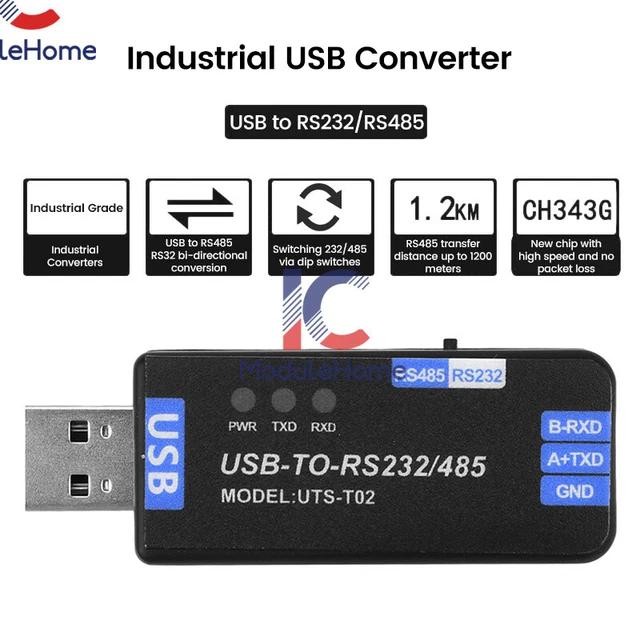 INDUSTRIAL USB TO RS485/RS232 Communication Converter Module CH343G USB ...