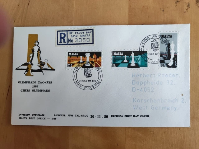LETTERA SPECIALE MALTA, Olimpiadi degli scacchi 1980 EUR 1,99 PicClick IT