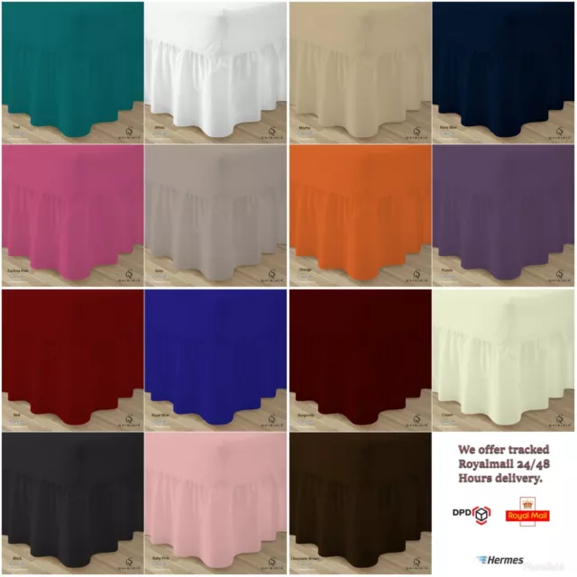 Plain Dyed Fitted Valance Sheet Poly-Cotton Bed Sheet Single Double & King Sizes