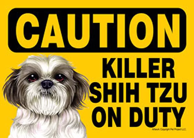 Killer Shih Tzu On Duty Dog Sign Magnet Hook & Loop Fastener 5x7 Puppy Cut