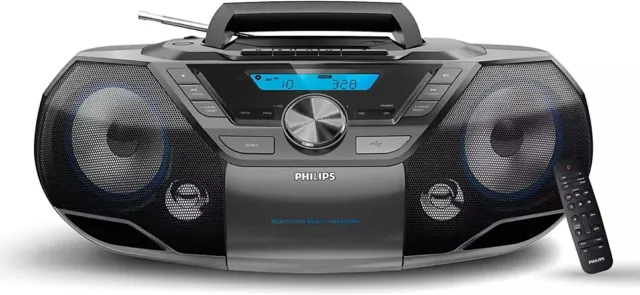 Reproductor de CD portátil Philips Boombox, Bluetooth con radio casete. USB. MP3