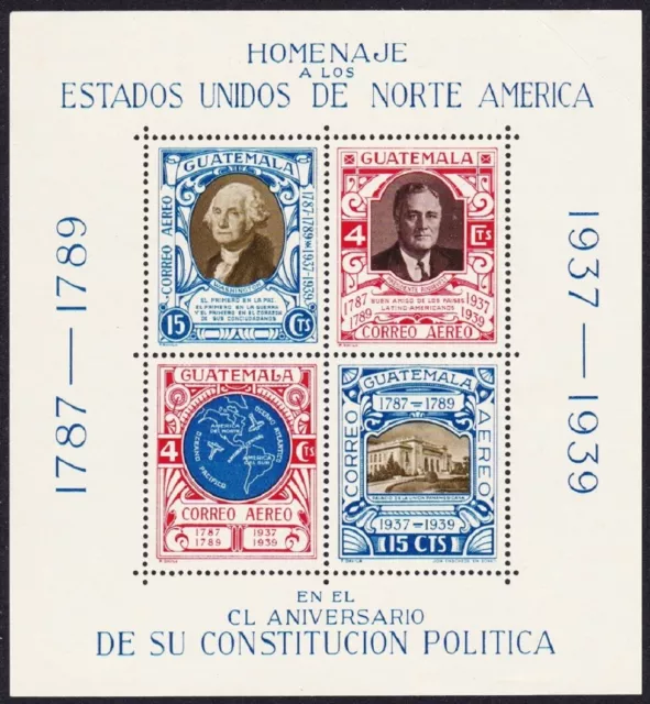 SALE Guatemala 150th Anniversary of US Constitution MS ** 1938 MNH