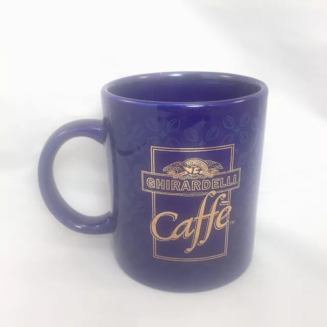 Ghirardelli Coffee Tea Mug Cobalt Blue Gold Logo San Francisco Chocolate