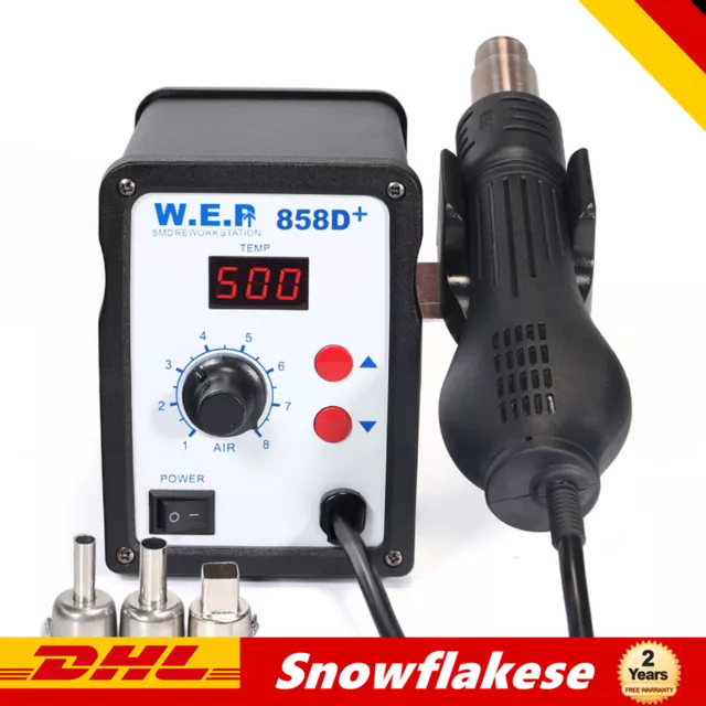 858D+ SMD Rework Station Hei luft L ten Schwei en Soldering mit 3x Nozzles 220V