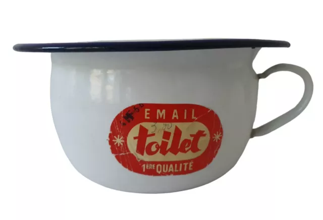 Antique Pot Bedroom Iron Enamelled E-Mail Toilet White Jewelery Blue