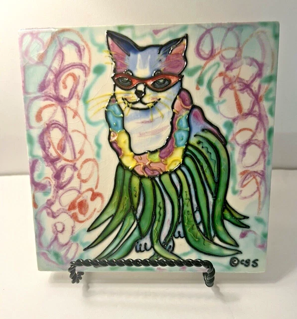 Hand Painted Ceramic Cat Art Tile With Easel Back - Nigeria | Ubuy