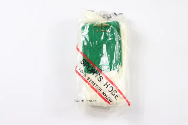 NOS Vintage 80s Sarna Youth Nylon Running Sport Hose Soccer Socks White Green