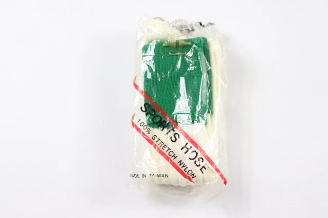 NOS Vintage 80s Sarna Youth Nylon Running Sport Hose Soccer Socks White Green