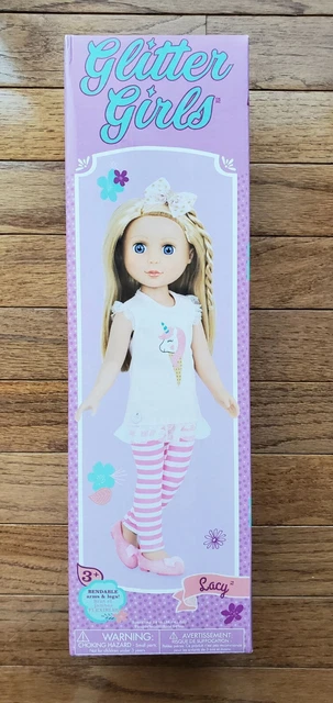 Glitter Girls Lacy 14" Posable Doll Pink Tunic Striped Leggings with Hair Bow