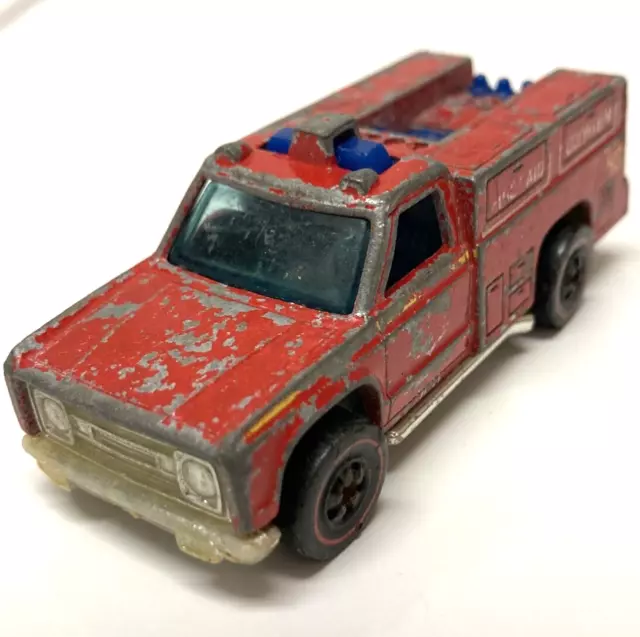 Hot Wheels Redline Emergency Squad Unit 50 Fire Truck 1974 Red Hong Kong