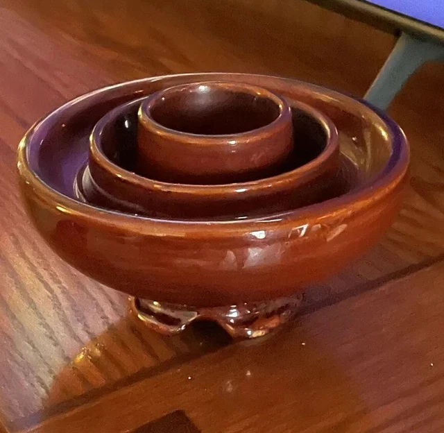 ATQ RARE 3-Tiered PINCO High Voltage Insulator Brown Glazed, Succulent Planter