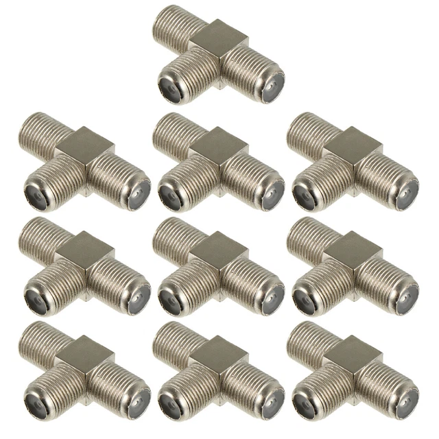 10 Pcs TV Connector Zinc Alloy 3- Way Coax Cable Splitter Television Antenna