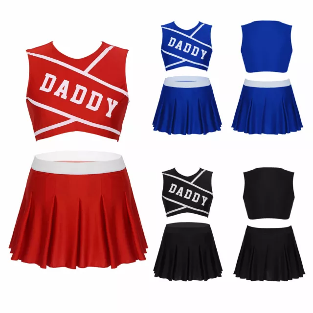 Women Cheerleader Cosplay Costume Uniform Cheerleading School Fancy Dress Outfit