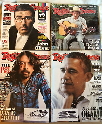 ROLLING STONE 4 Magazine Lot~2014~Obama~John Oliver~Bob Dylan~Dave Grohl
