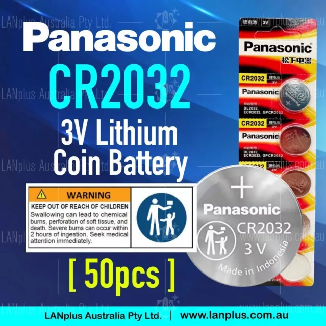 50x Panasonic CR2032 3V Lithium Coin Cell Button battery DL2032 ECR2023 GPCR2032