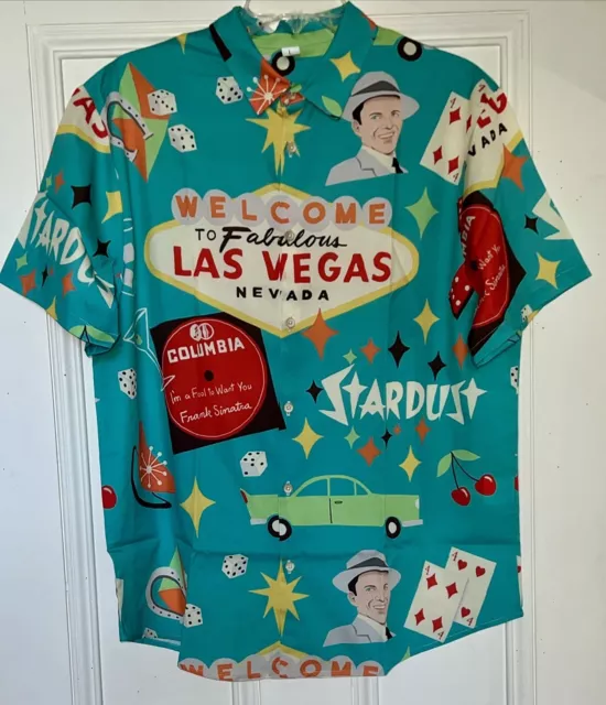 New Retro Las Vegas Stardust Frank Sinatra “I’m A Fool” Hawaiian Aloha Shirt L