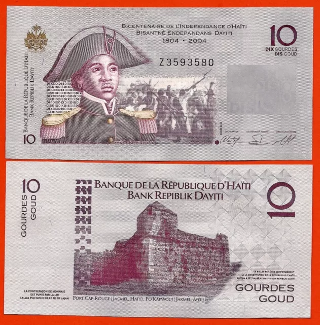 HAITI RARE  billet neuf  10 GOURDES Pick272a  FAUTE PREFIX  Z 2004