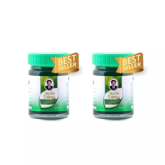 2x Wangprom Green Balm Thai Herbal Massage Pain Relief Insect 50g