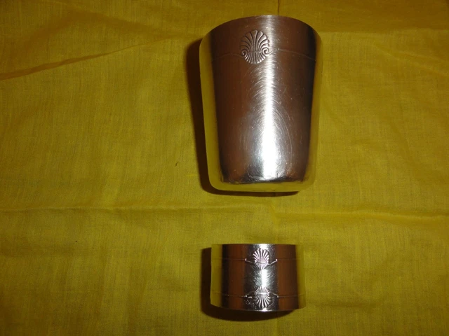ANCIEN COFFRET COQUETIER rond de serviette cuillère en métal argenté 2 poinçons EUR 60,00 - FR