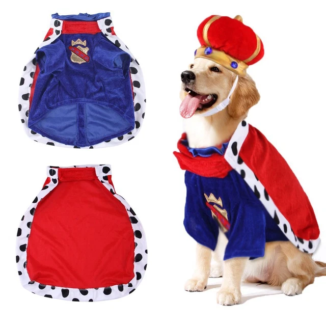Costume di Halloween per animali domestici Cappello a corona Mantello da re