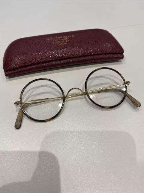 Vintage Spectacles Mens  Eye Glasses NHS Style Frames Gold Tortoiseshell Round