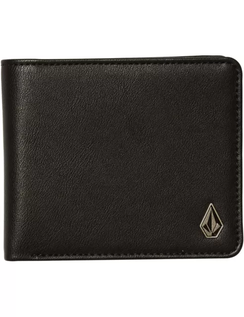 Volcom Slim Stone Faux Leather Wallet in Black