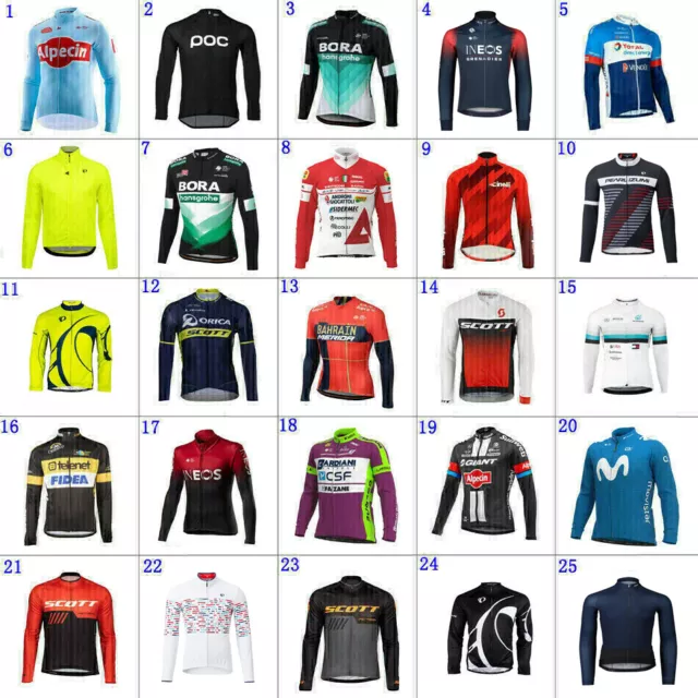 Mens team cycling Thermal Fleece Long sleeve jersey cycling jerseys Cycling Tops