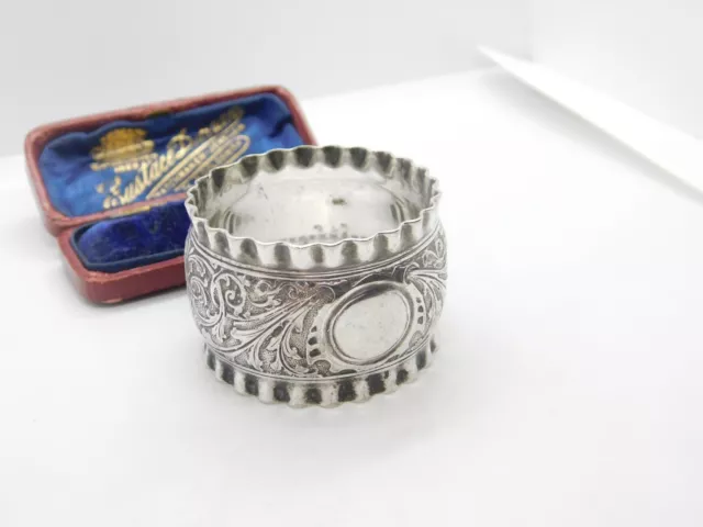 Victorian Silver Plated Floral Napkin Ring Antique c1880 2