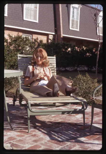Pretty Woman Blonde Lounge Chair 1970s Slide 35mm Kodachrome Fashion