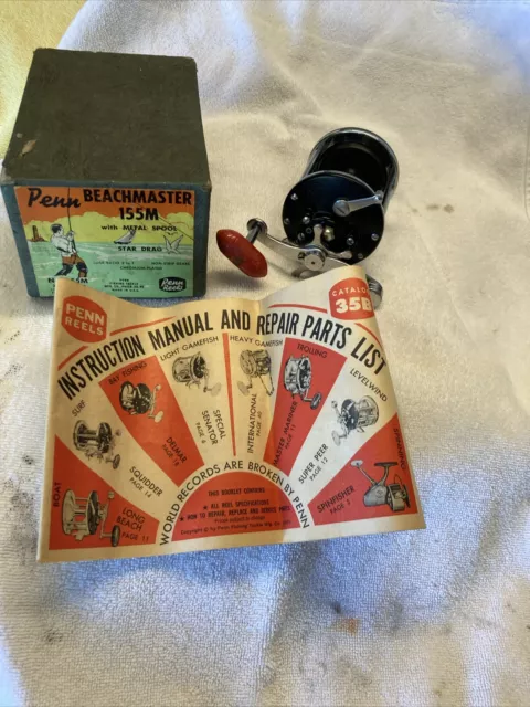 VINTAGE PENN 155M Beachmaster Fishing Reel Red Handle New In Box $19.90 -  PicClick