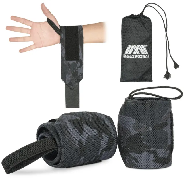 Weight Lifting Wrist Straps Elasticated padded Gym Training Wraps Grip Support
