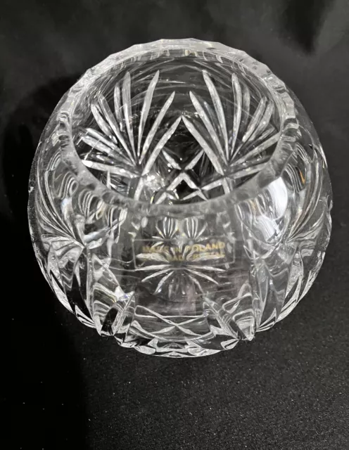 Lead Crystal Round Rose Bowl Vase - 24% Lead - Poland - Sparkling Cut Glass