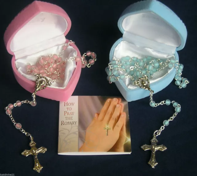 Baby Boy / Girl  MY FIRST ROSARY Glass Beads Blue / Pink Childrens Christening