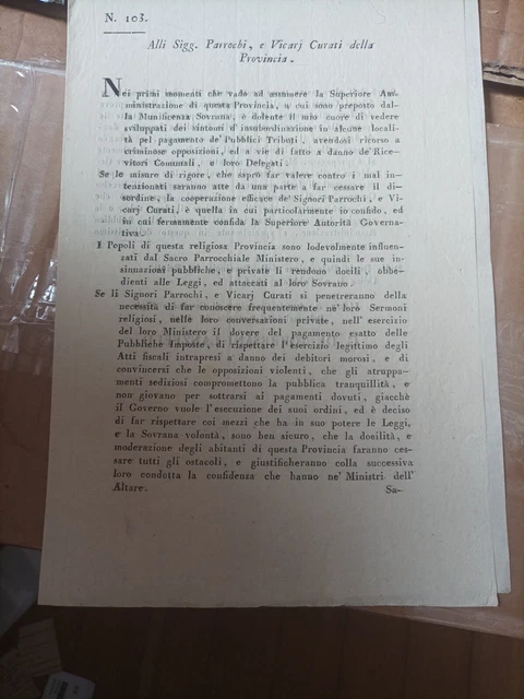 E25)Manifesto Circolare regio Governo del Friuli 1816 De Torresani Lanzfeld
