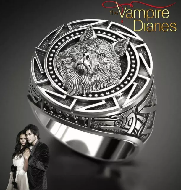 The Vampire Diaries Damon Salvatore, Tibetan Wolf’s Head, Scroll, Tungsten Ring