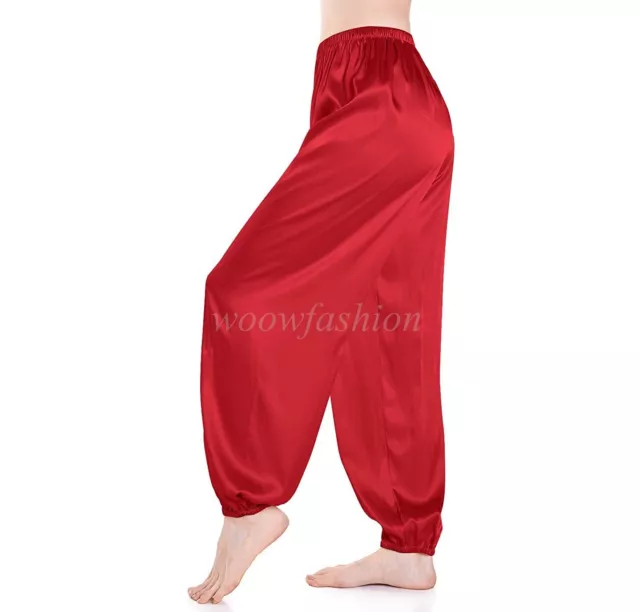 WOMENS WIDE LEG Pajama Pants Satin Silky Loose Long Lounge Pants Pj Bottoms  $12.90 - PicClick