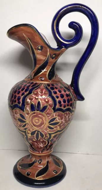 Rare Grand Vase Aiguière Vintage Signé V. Monaco H 33,5 L 17 l 13 Cm N2