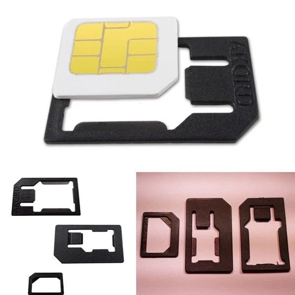 SCHEDA MICRO ADATTATORE KIT NANO 4in1 SIM PER IPHONE 5 4S NANOSIM GALAXY NOKIA d