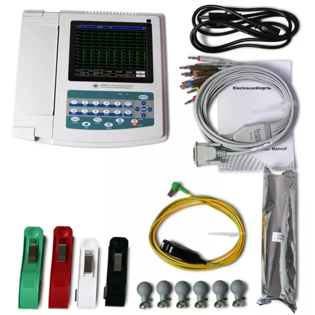 FDA Digital 12-Channel 12-Lead ECG/EKG Machine Electrocardiograph Touch Screen 2