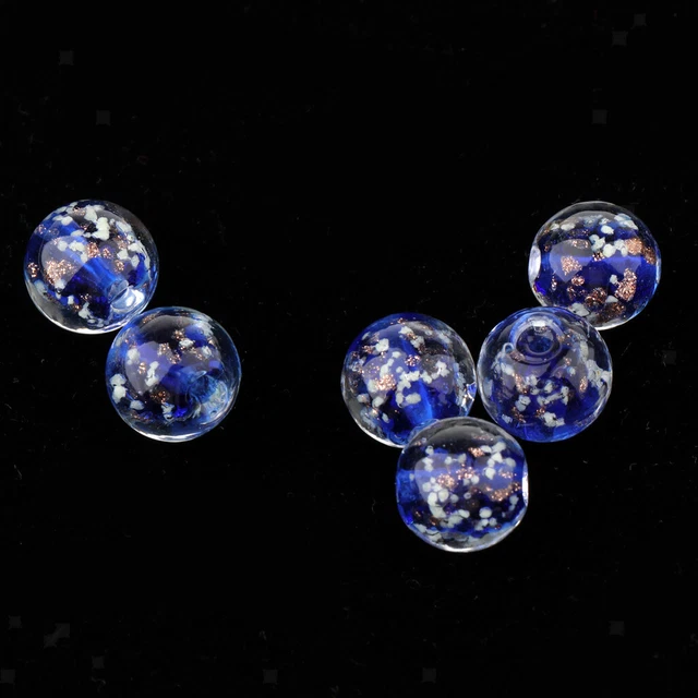 6pcs Runde Glasperlen leuchtende Spacer Lose Perlen Schmuckherstellung Royal