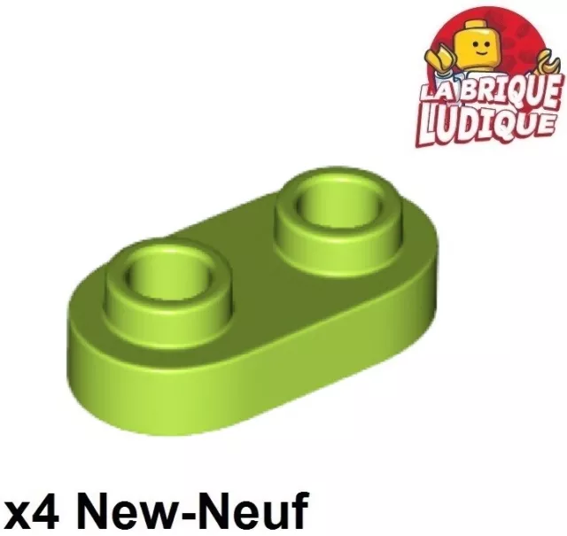Lego 4x Plate Modified plaque arrondie 1x2 2 trous studs vert ct lime 35480 NEUF
