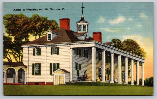 Home Of George Washington In Mt. Vernon Virginia VA Vintage Linen Postcard