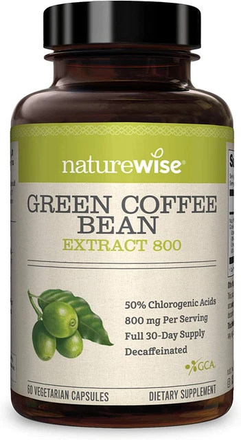 Green Coffee Bean 800Mg Max Potency Extract 50% Chlorogenic Acids, Raw Green Cof