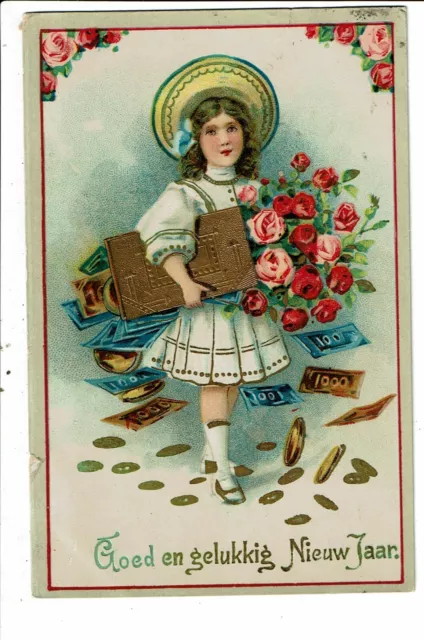 CPA Carte postale Pays Bas- Fantaisie Goed en gelukkig Nieuw jaar une fillette
